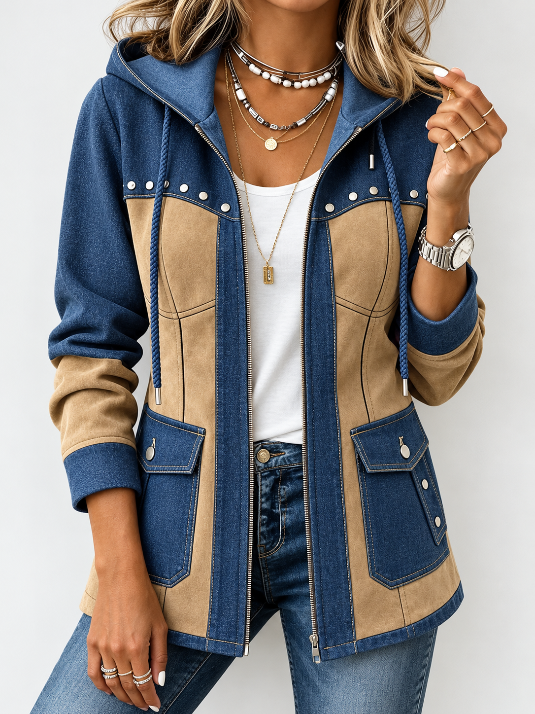 Navy and camel / 5XL